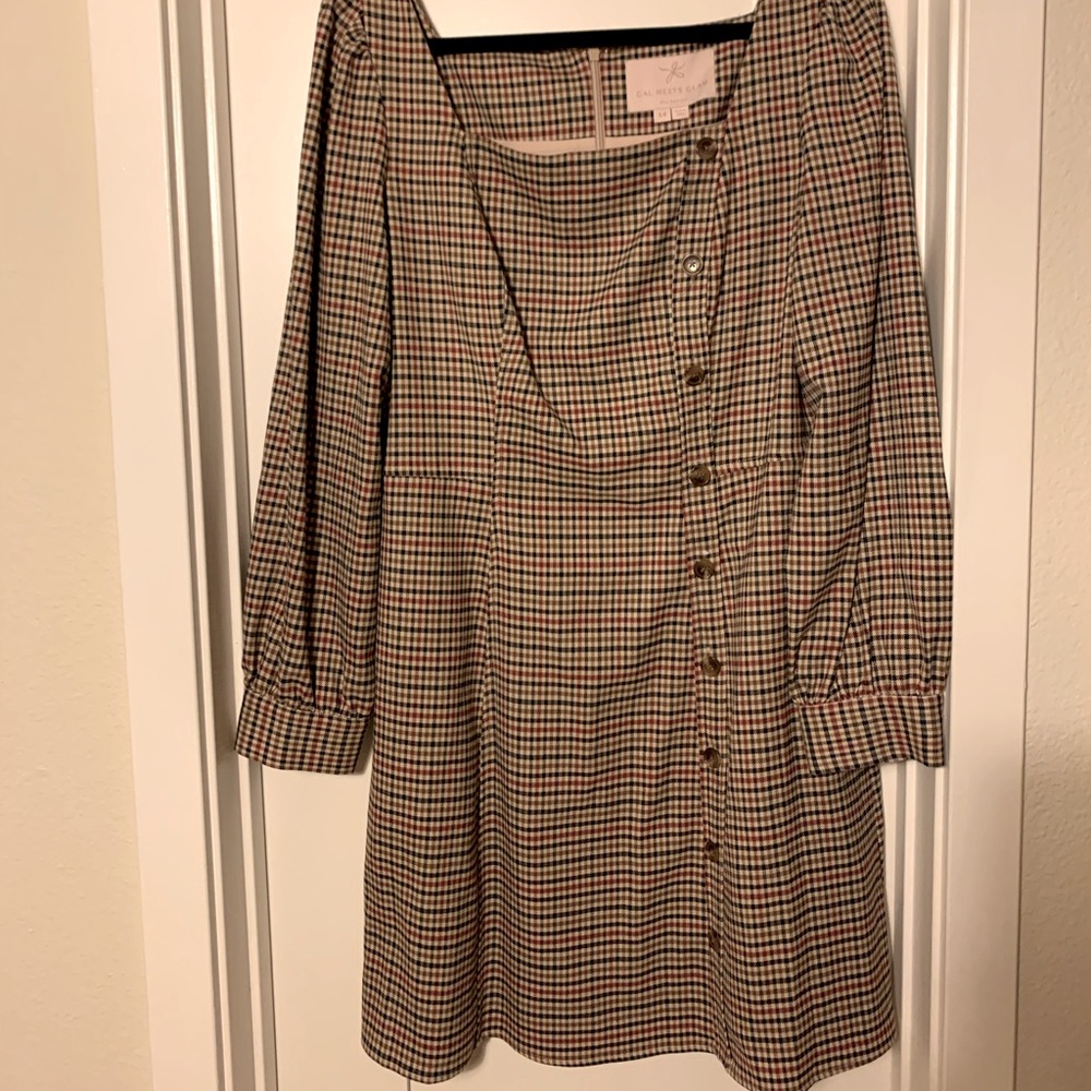 NWT Gal Meets Glam plaid long sleeve dress